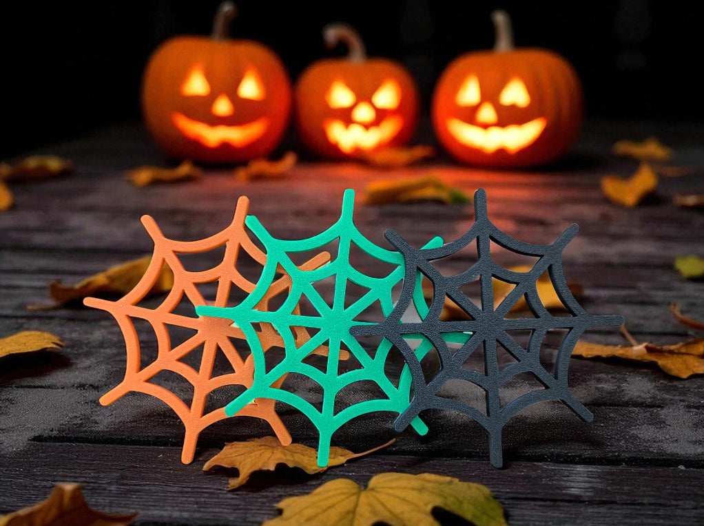 Spooky Spider Web Halloween Coasters with Holder