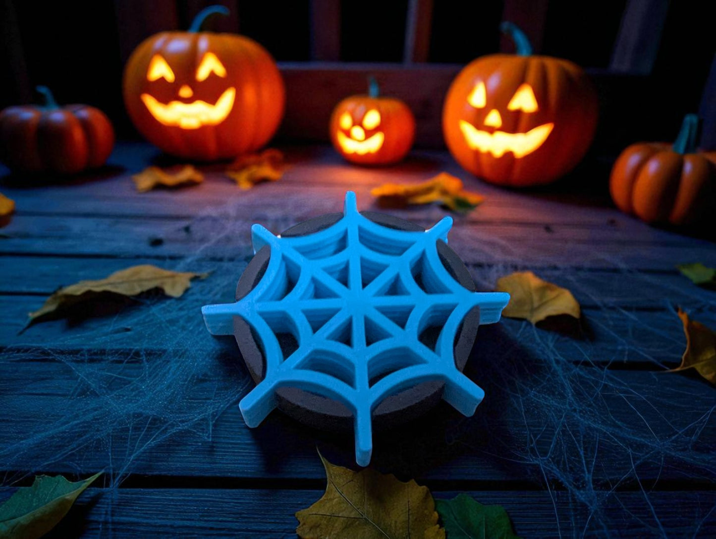 Spooky Spider Web Halloween Coasters with Holder