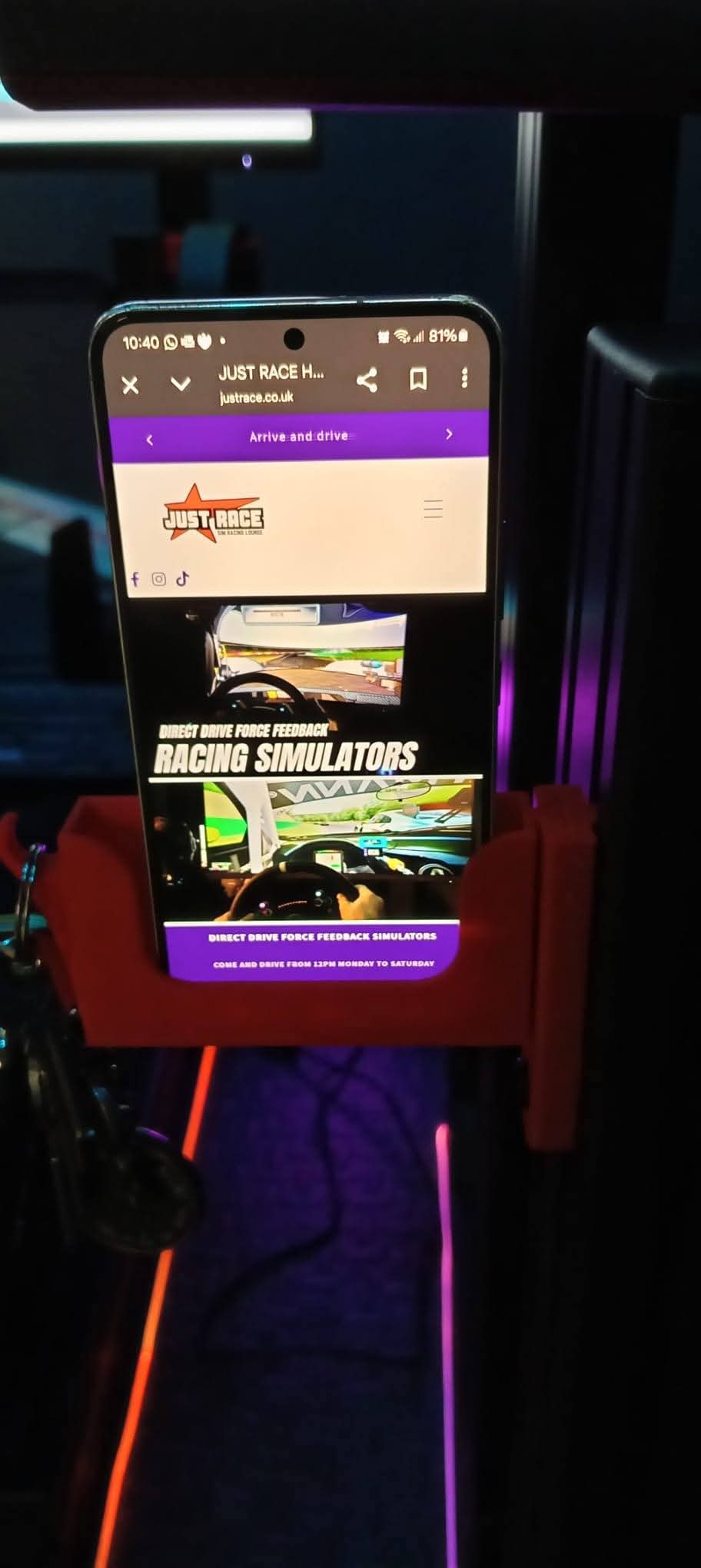 T-Slot 8020 Racing Sim Mobile phone holder with Key hook