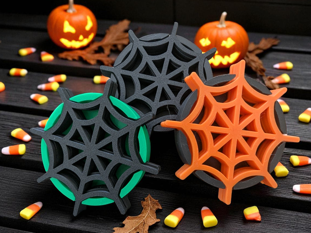 Spooky Spider Web Halloween Coasters with Holder