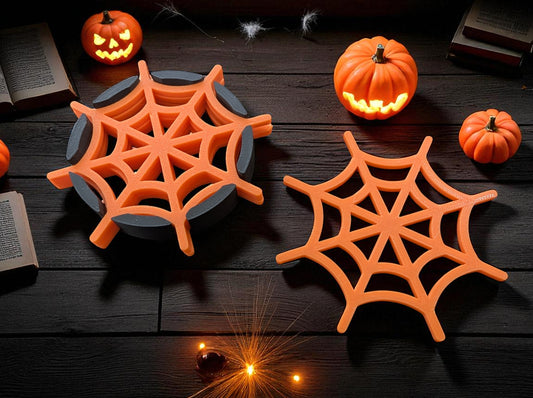 Spooky Spider Web Halloween Coasters with Holder