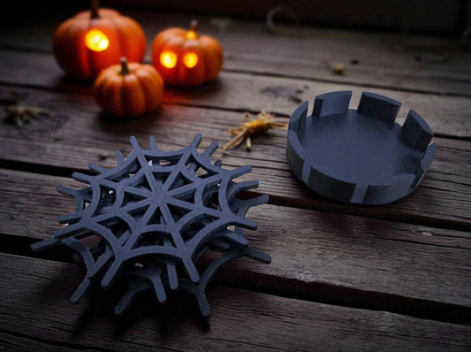Spooky Spider Web Halloween Coasters with Holder