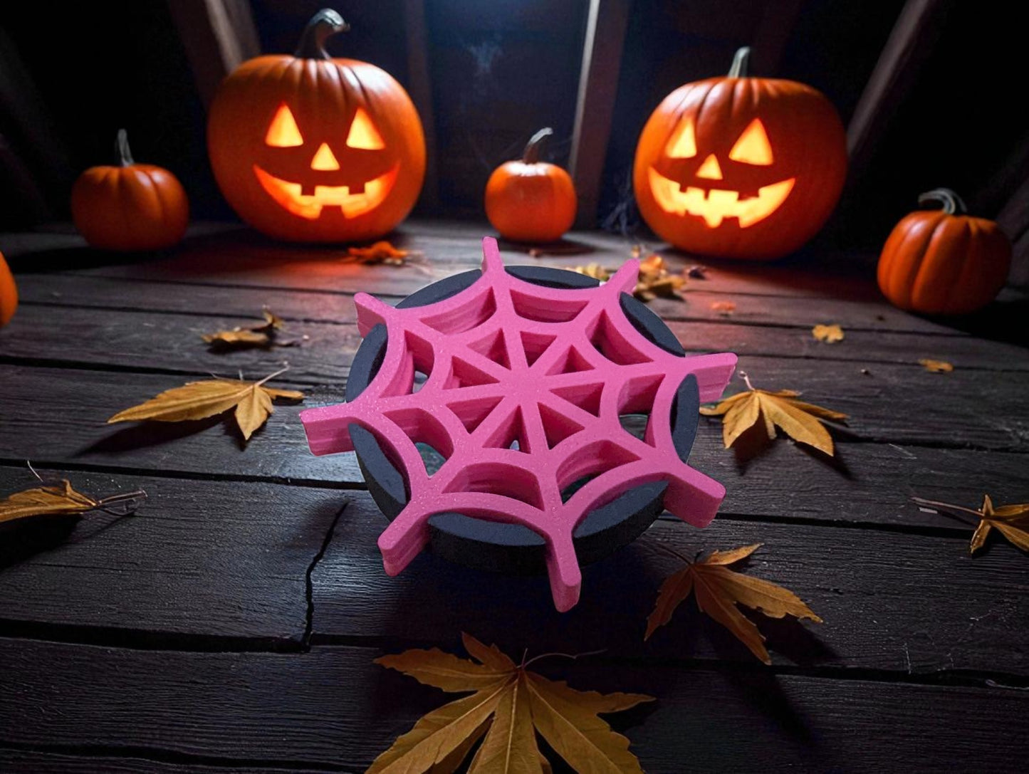 Spooky Spider Web Halloween Coasters with Holder